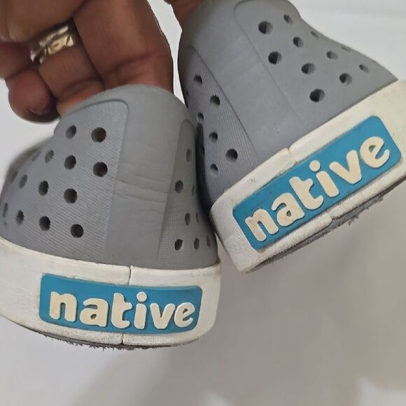 Native Gray and White Water Shoes with Perforated Design - Picture 2 of 6